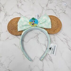 NWT Disney Parks Minnie Mouse Tropical Summer Rattan Ear Headband